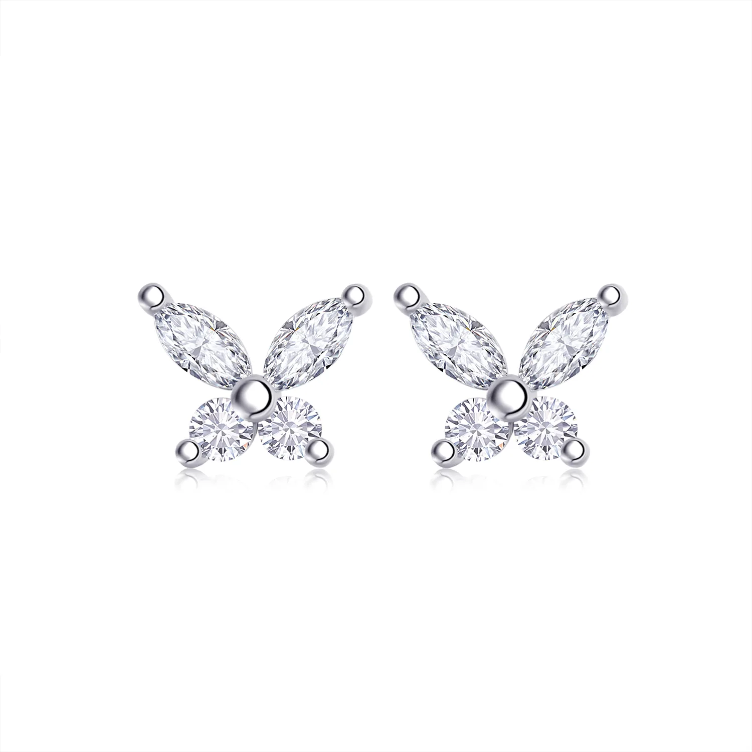 E13855 S925 Silver 18K White Gold Moissanite Butterfly Stud Earrings 0.73CT