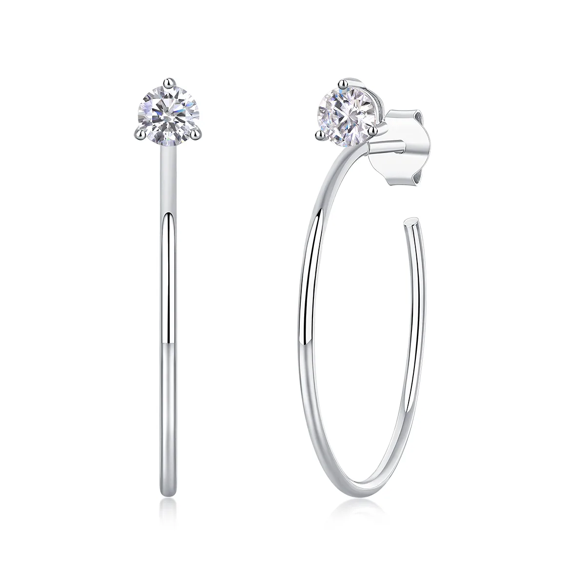 E13104 S925 Silver 18K White Gold Moissanite Ear 0.6CT