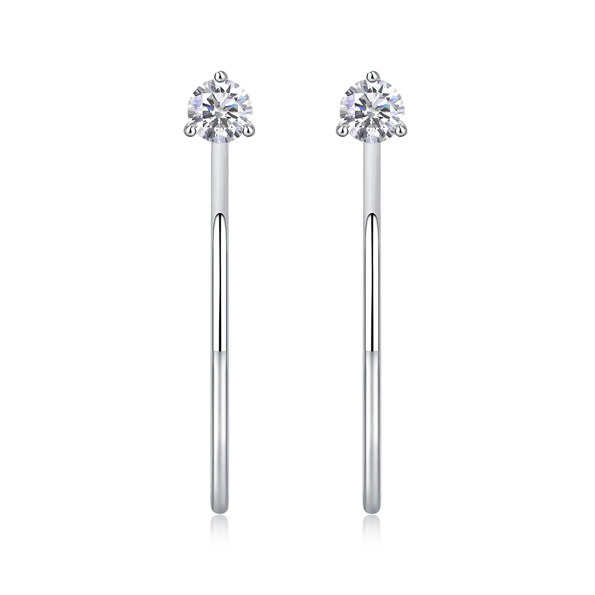 E13104 S925 Silver 18K White Gold Moissanite Ear 0.6CT