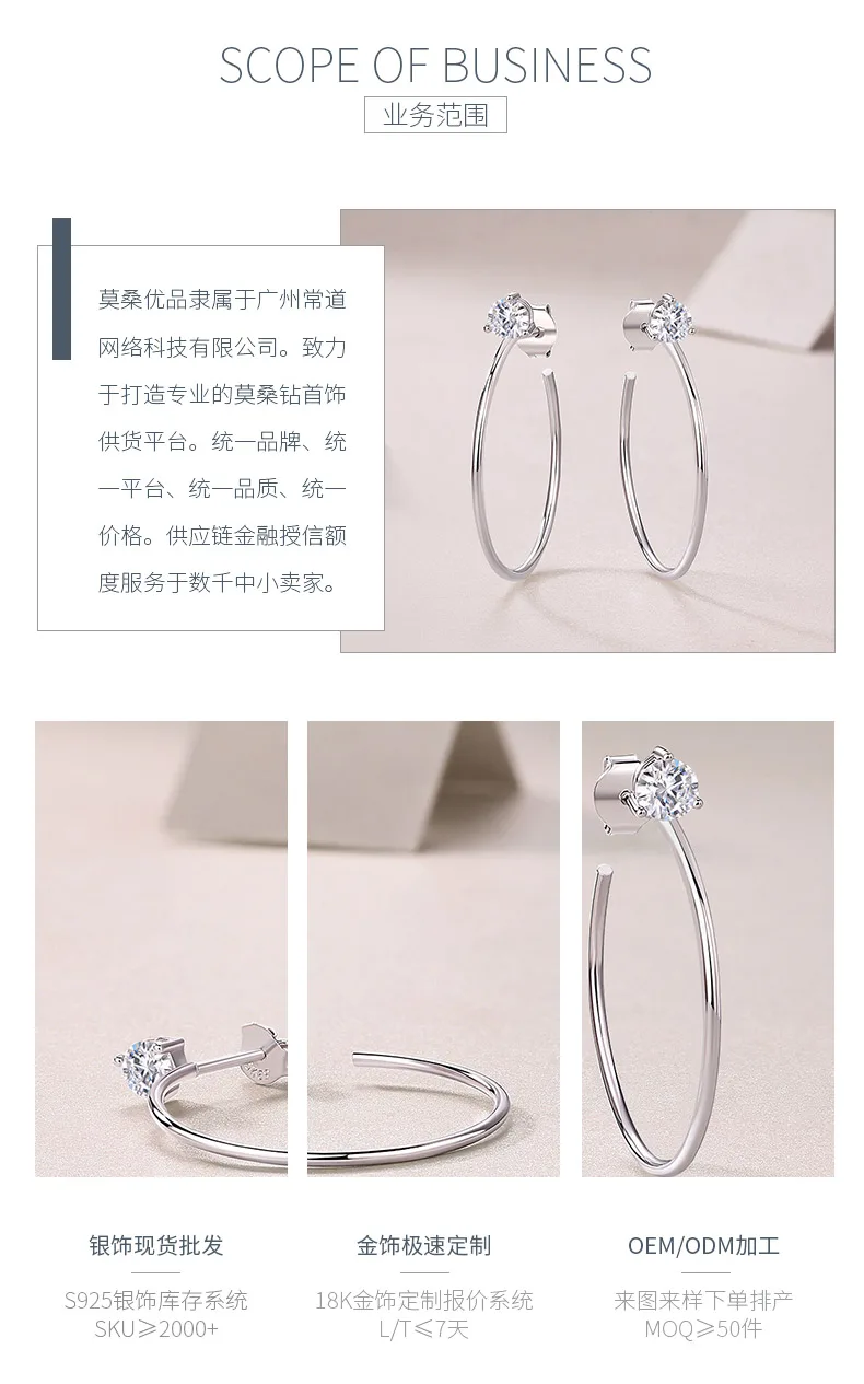 E13104 S925 Silver 18K White Gold Moissanite Ear 0.6CT detail 3