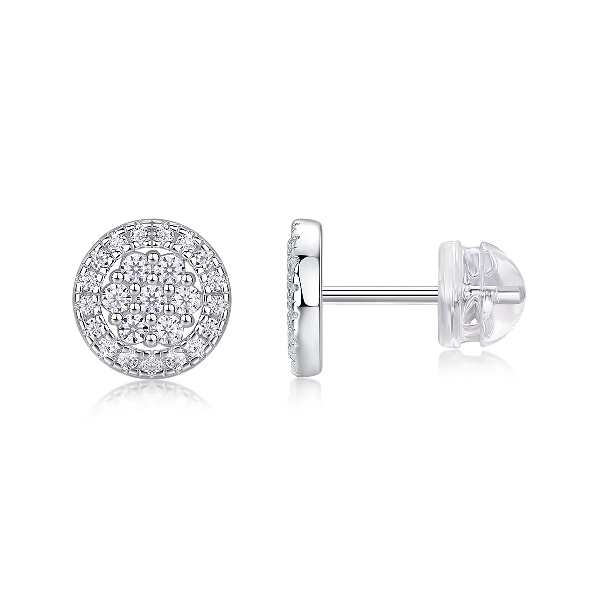 E13481 S925 Silver 18K White Gold Moissanite Stud Earrings 0.4ct