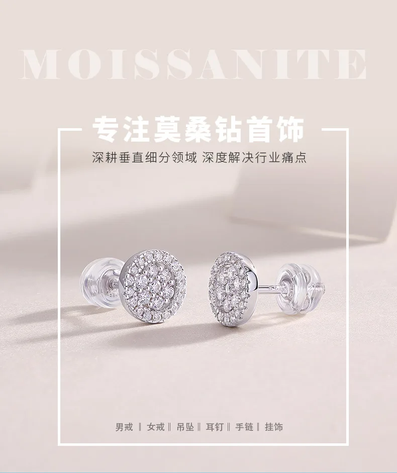 E13481 S925 Silver 18K White Gold Moissanite Stud Earrings 0.4ct detail 1