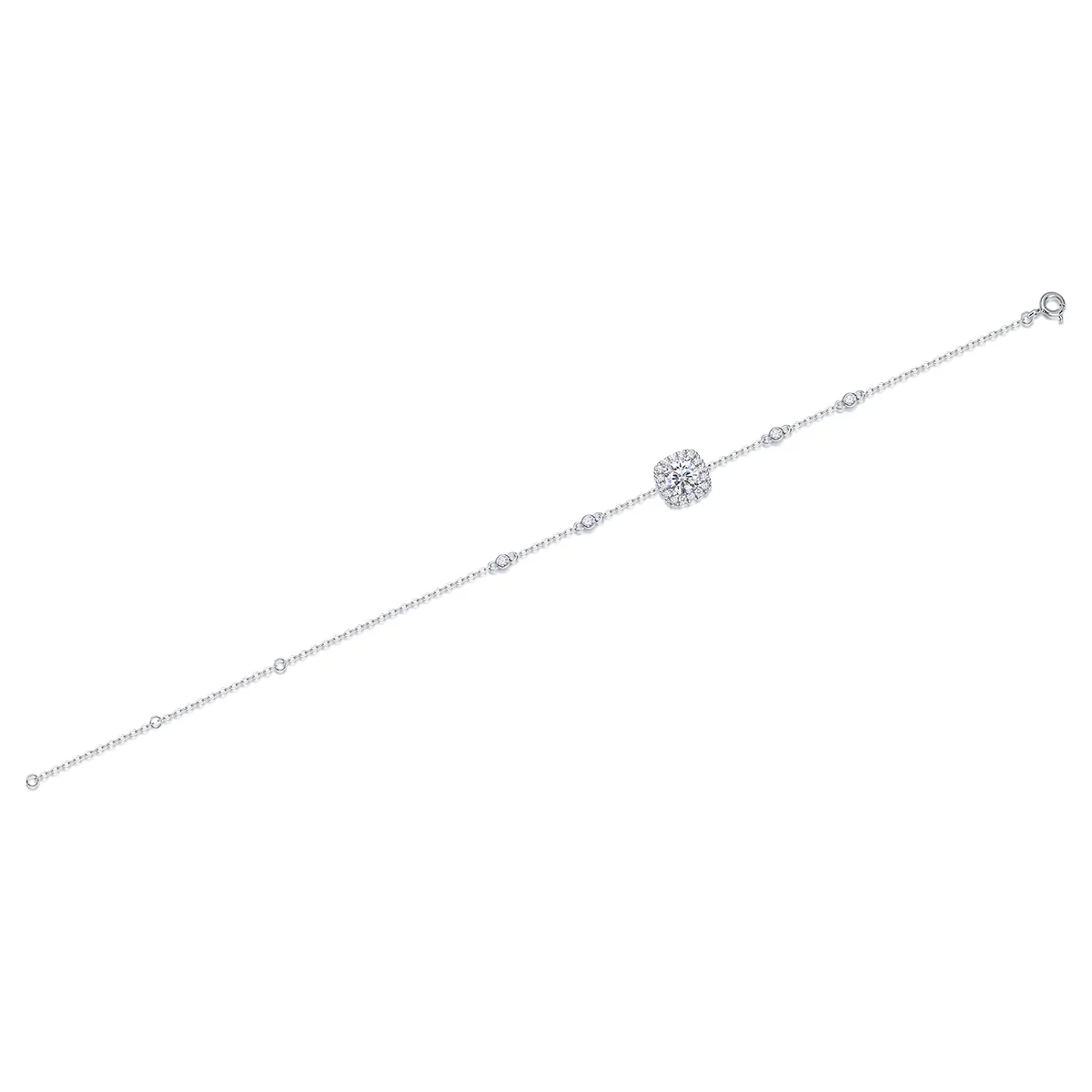 L13465 S925 Silver 18K White Gold Round Moissanite Bracelet 1.0CT