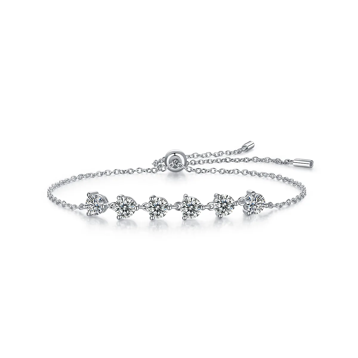 L13064 S925 Silver 18K White Gold Round Moissanite Bracelet 3.0CT