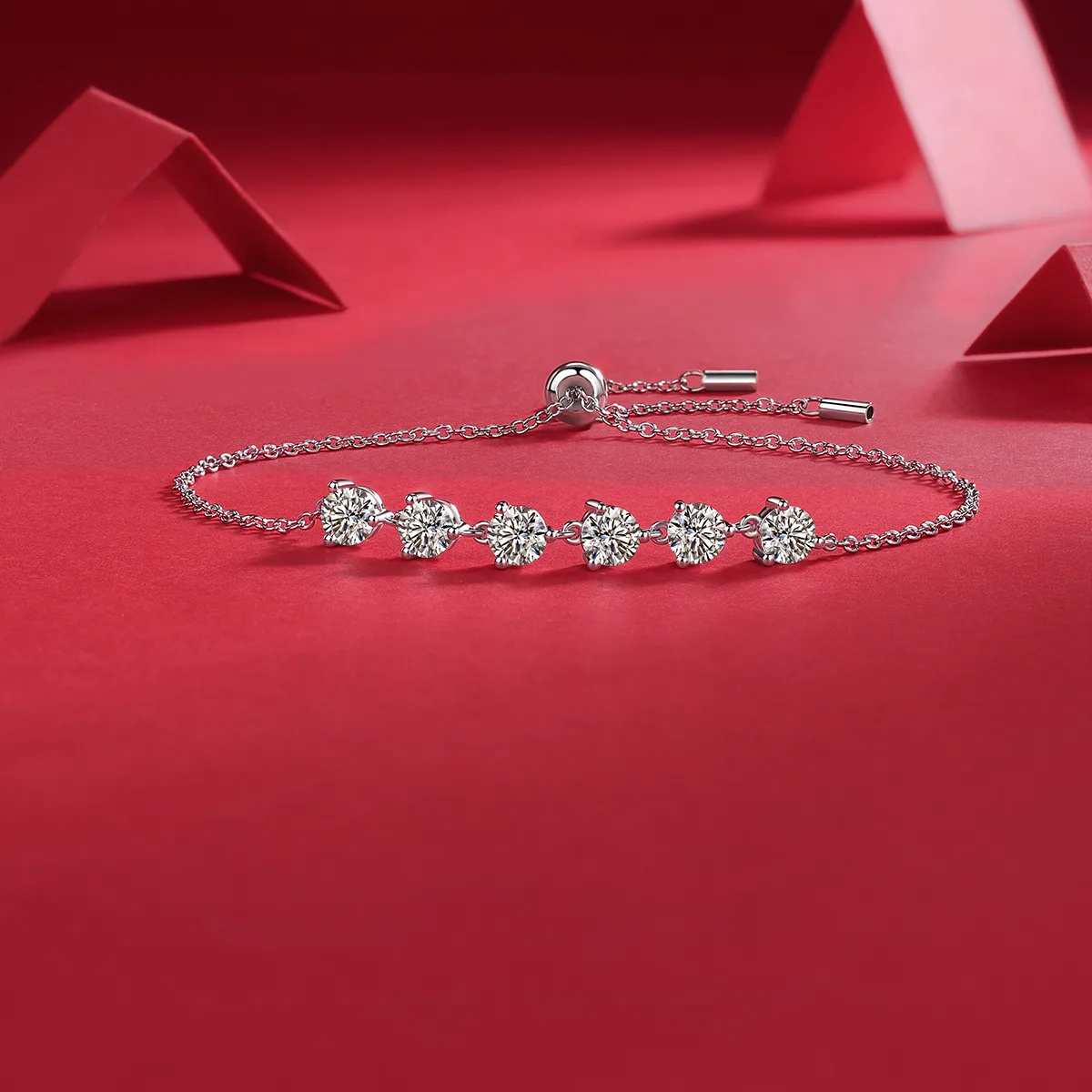 L13064 S925 Silver 18K White Gold Round Moissanite Bracelet 3.0CT