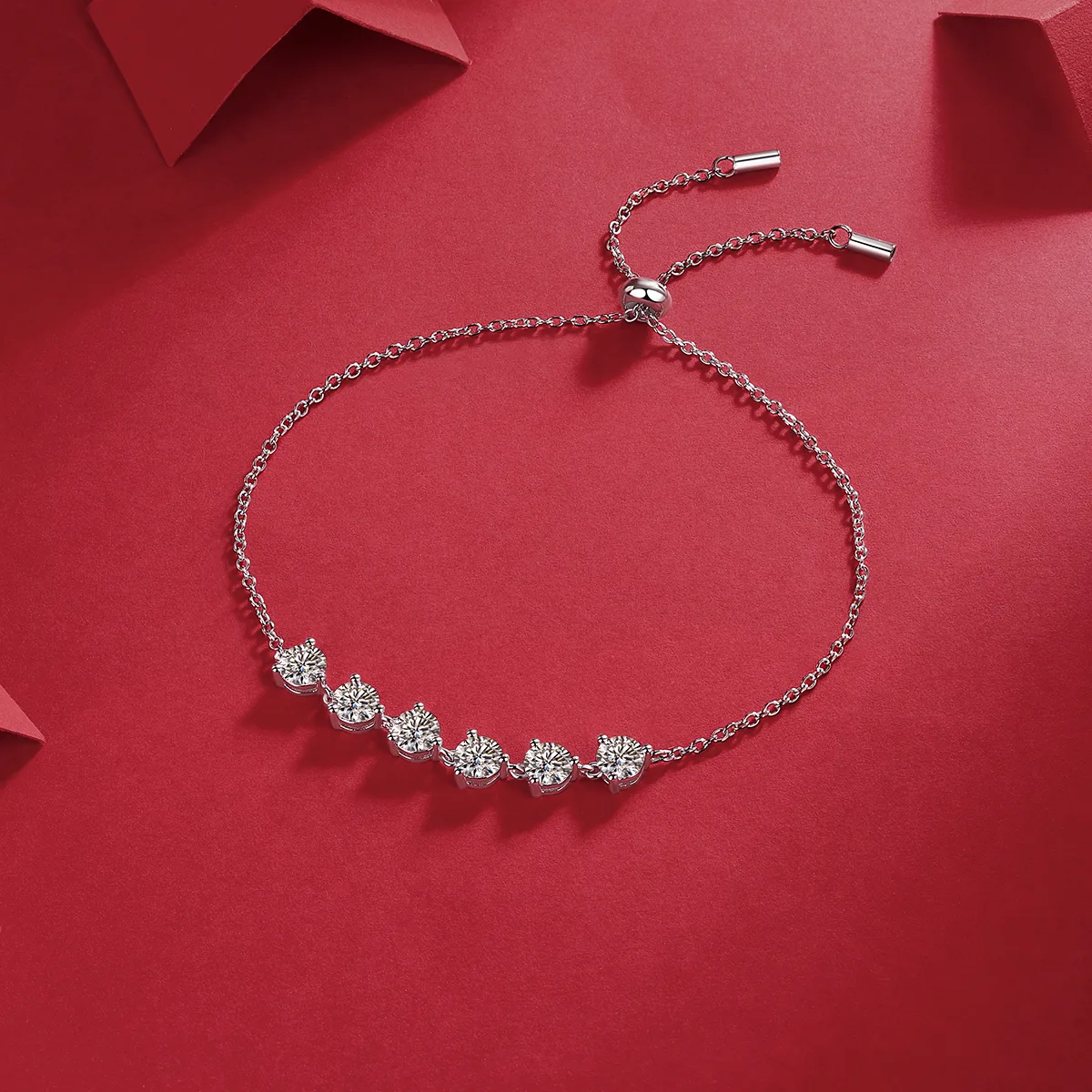 L13064 S925 Silver 18K White Gold Round Moissanite Bracelet 3.0CT