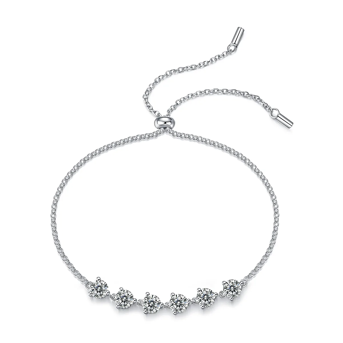L13064 S925 Silver 18K White Gold Round Moissanite Bracelet 3.0CT