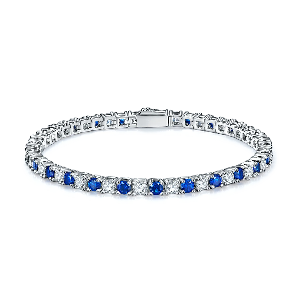 L1724 925 Silver 18K White Gold Round Lab-Grown Gemstone Tennis Necklace 3.0mm/ Stones