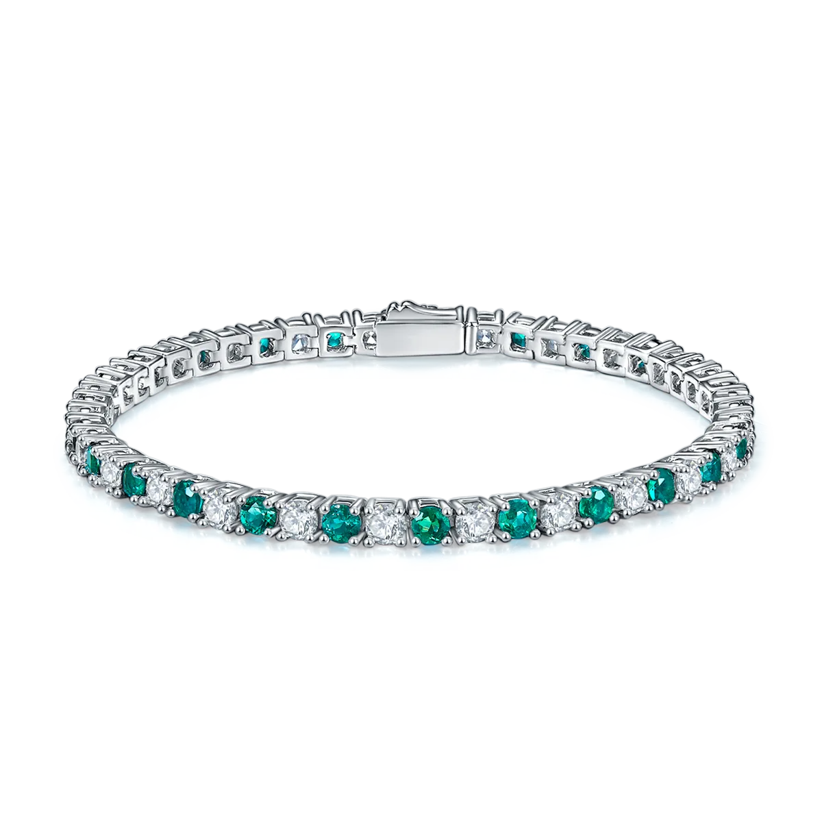L1724 925 Silver 18K White Gold Round Lab-Grown Gemstone Tennis Necklace 3.0mm/ Stones
