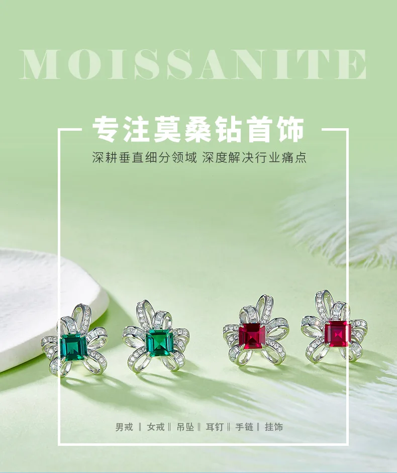E1917991 925 Silver 18K White Gold Emerald Cut Lab-Grown Gemstone Earrings Cente