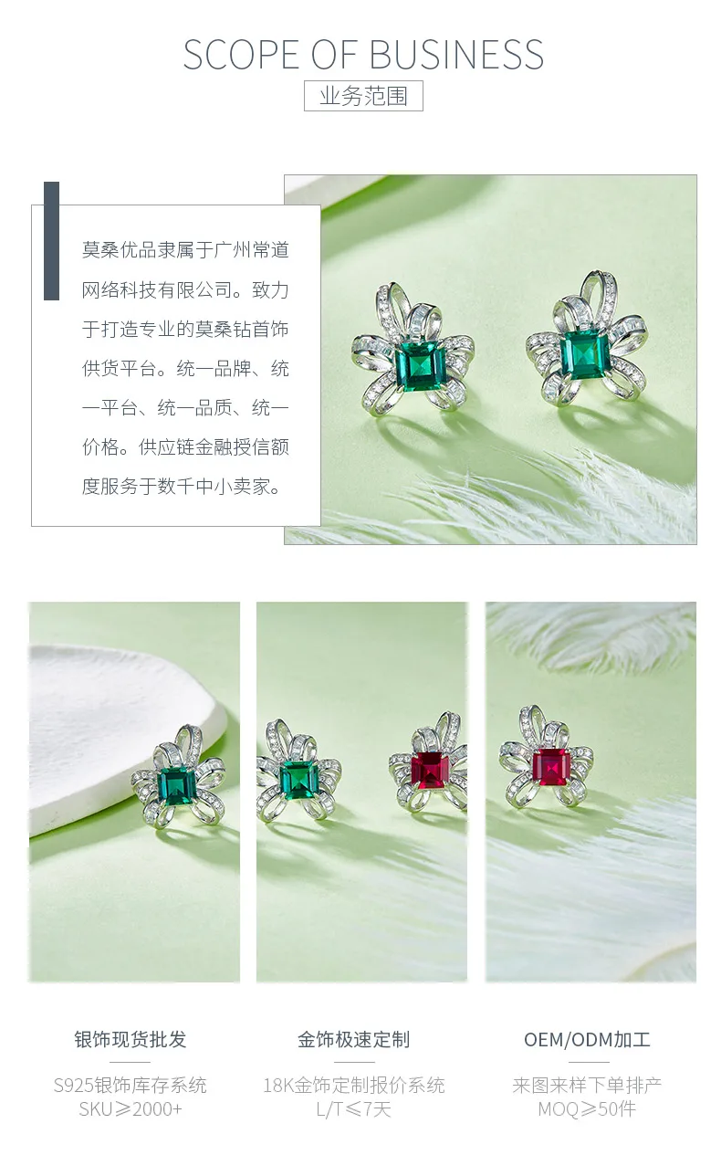 E1917991 925 Silver 18K White Gold Emerald Cut Lab-Grown Gemstone Earrings Cente