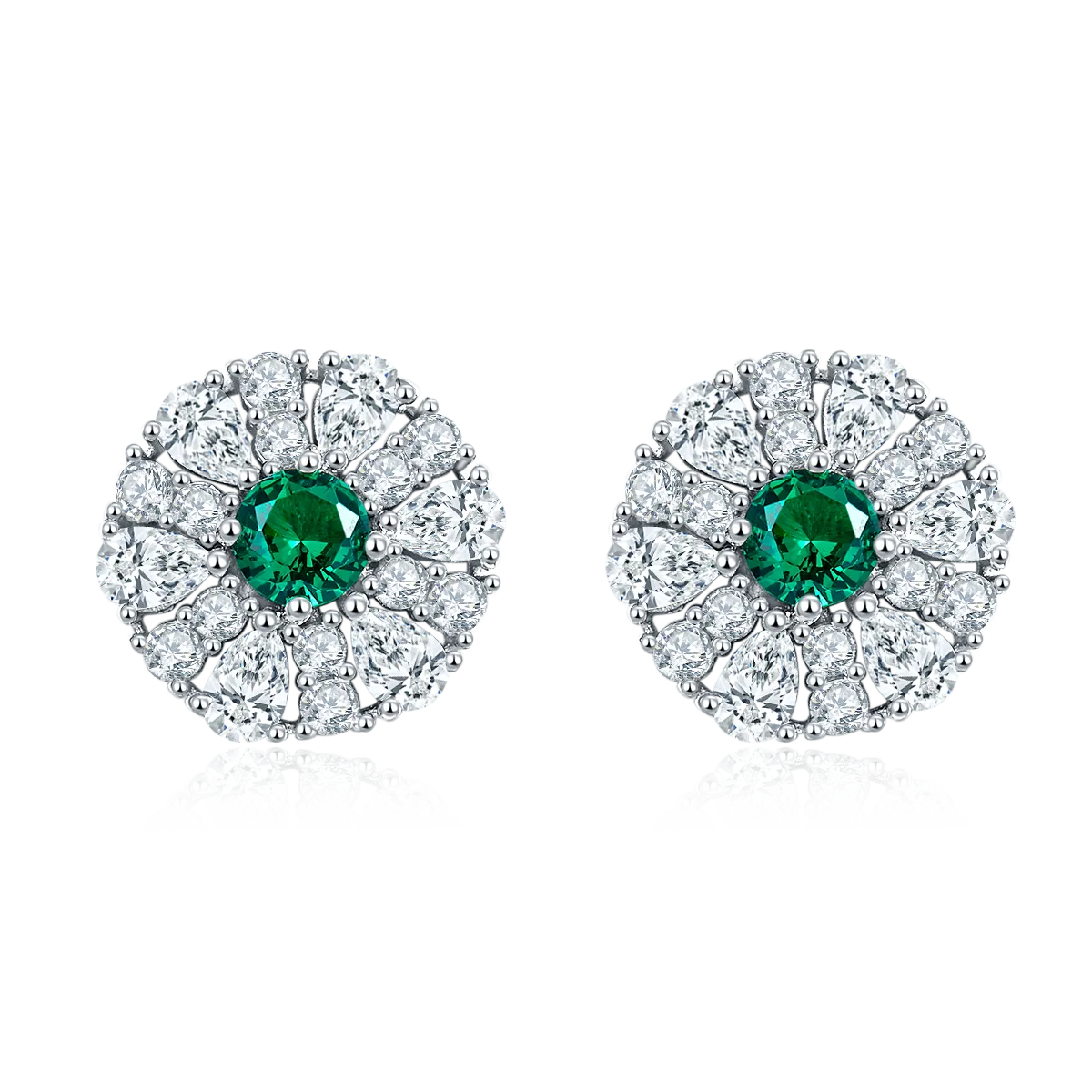 DSYP27 S925 Silver 18k White Gold Synthetic Gemstone Stud Earrings