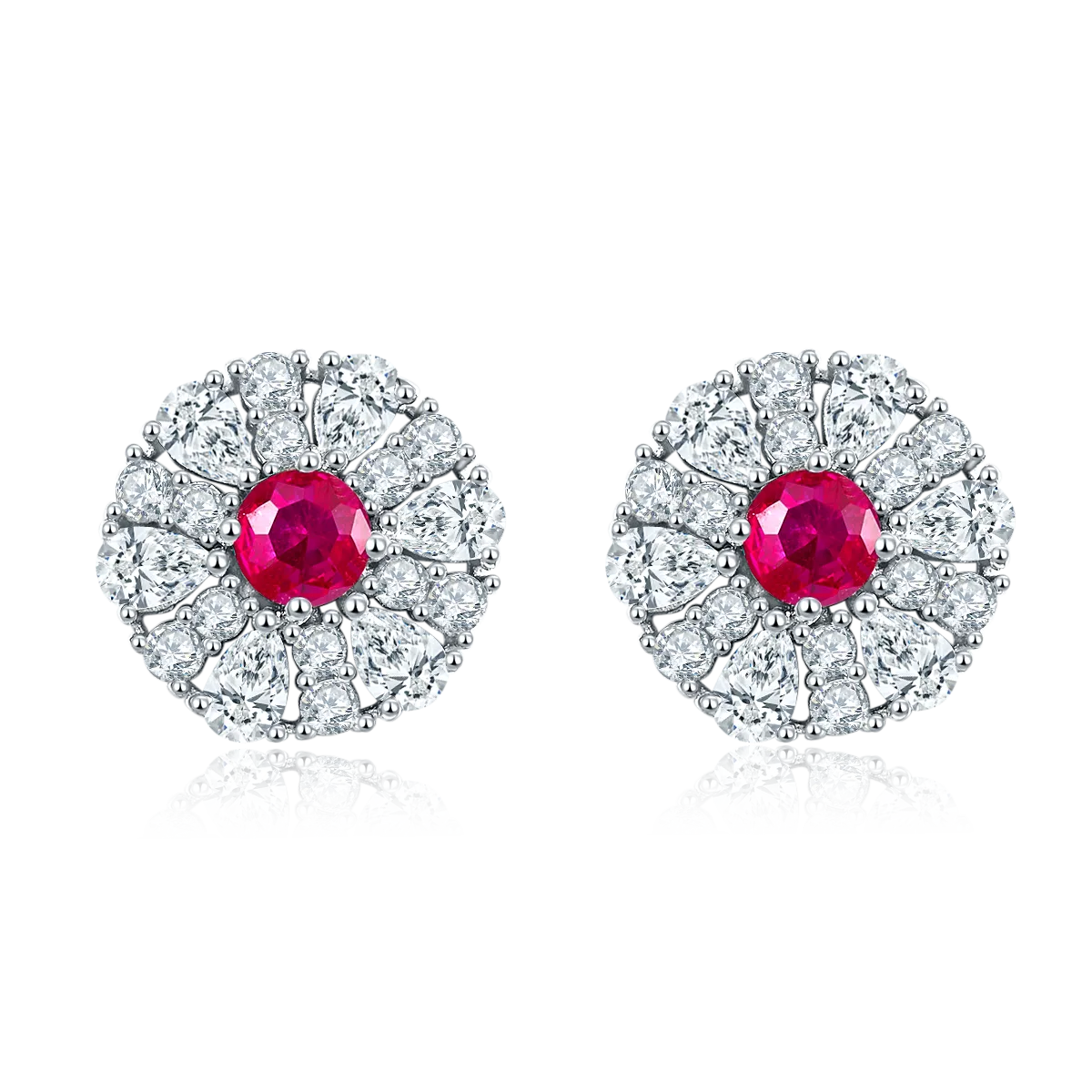 DSYP27 S925 Silver 18k White Gold Synthetic Gemstone Stud Earrings