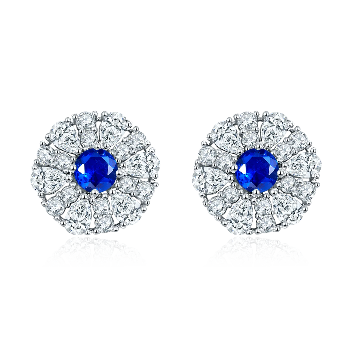 DSYP27 S925 Silver 18k White Gold Synthetic Gemstone Stud Earrings