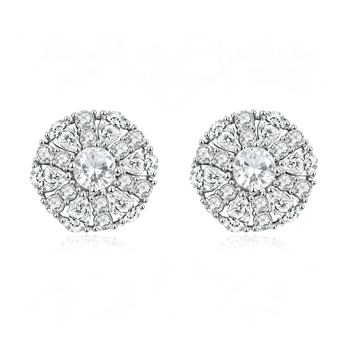 DSYP27 S925 Silver 18k White Gold Synthetic Gemstone Stud Earrings