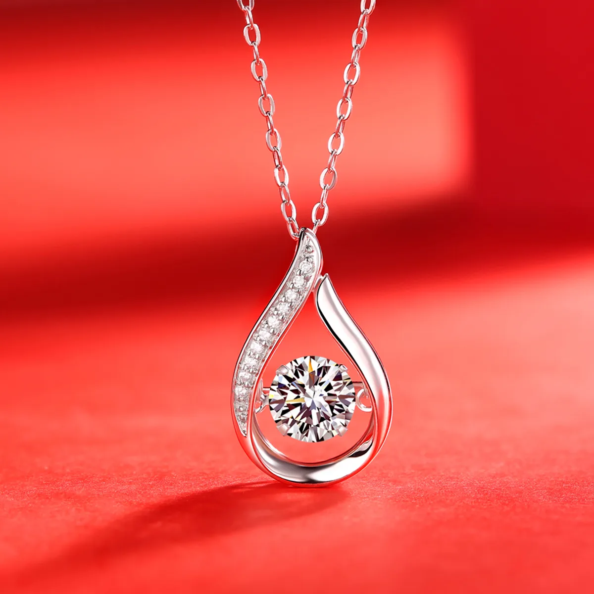 P10804 Spirit Silver 18K White Gold Moissanite Necklace 1.0CT