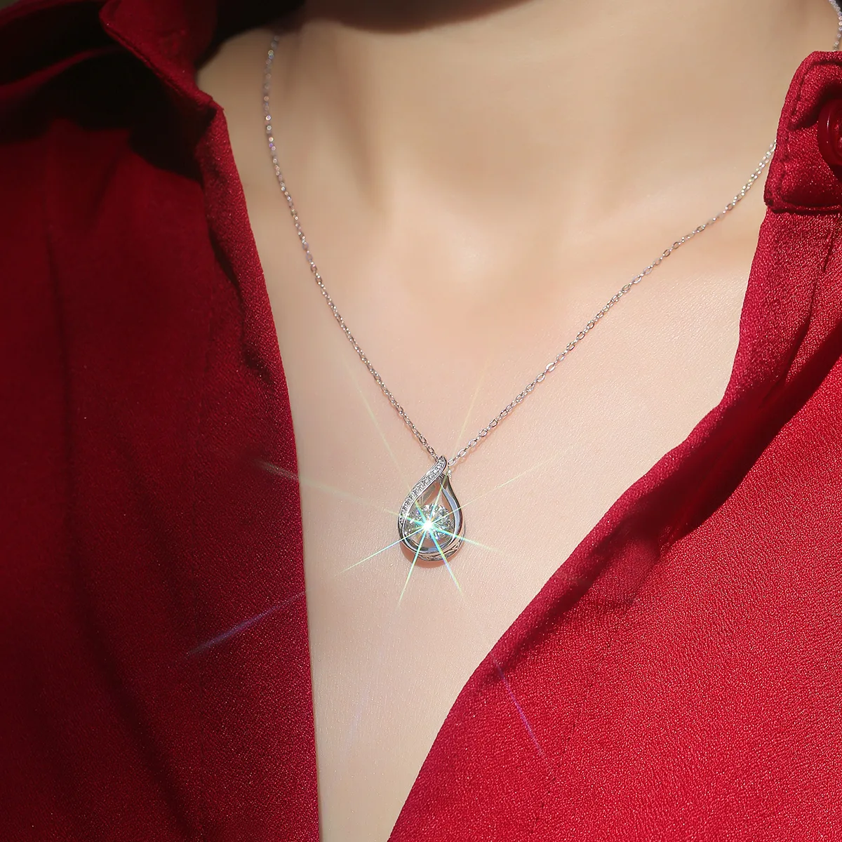 P10804 Spirit Silver 18K White Gold Moissanite Necklace 1.0CT