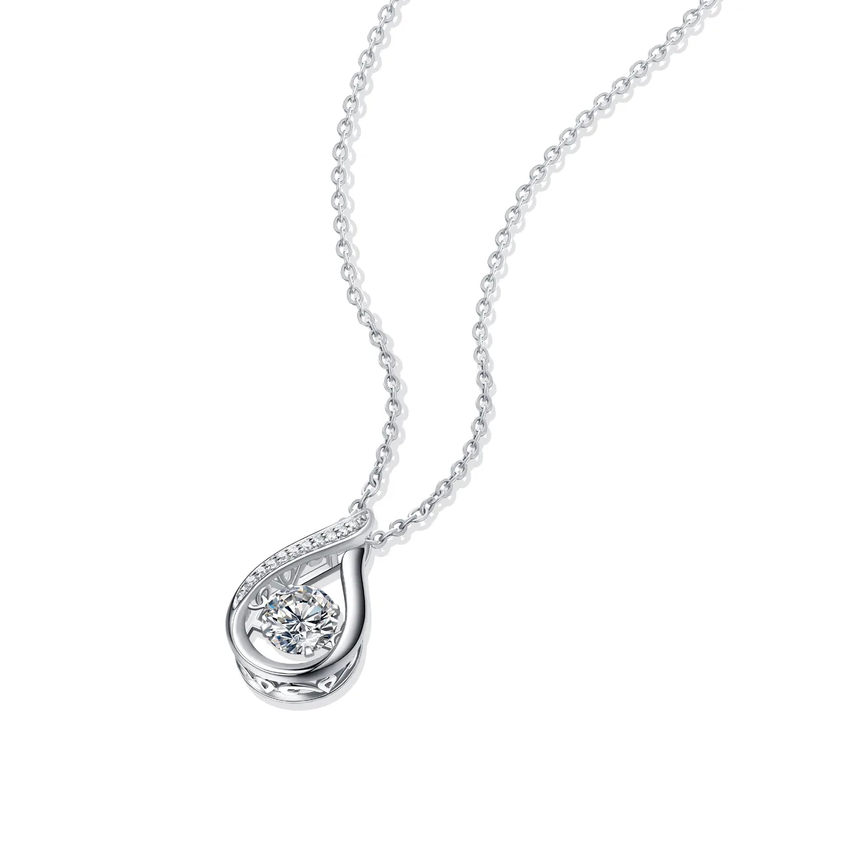 P10804 Spirit Silver 18K White Gold Moissanite Necklace 1.0CT