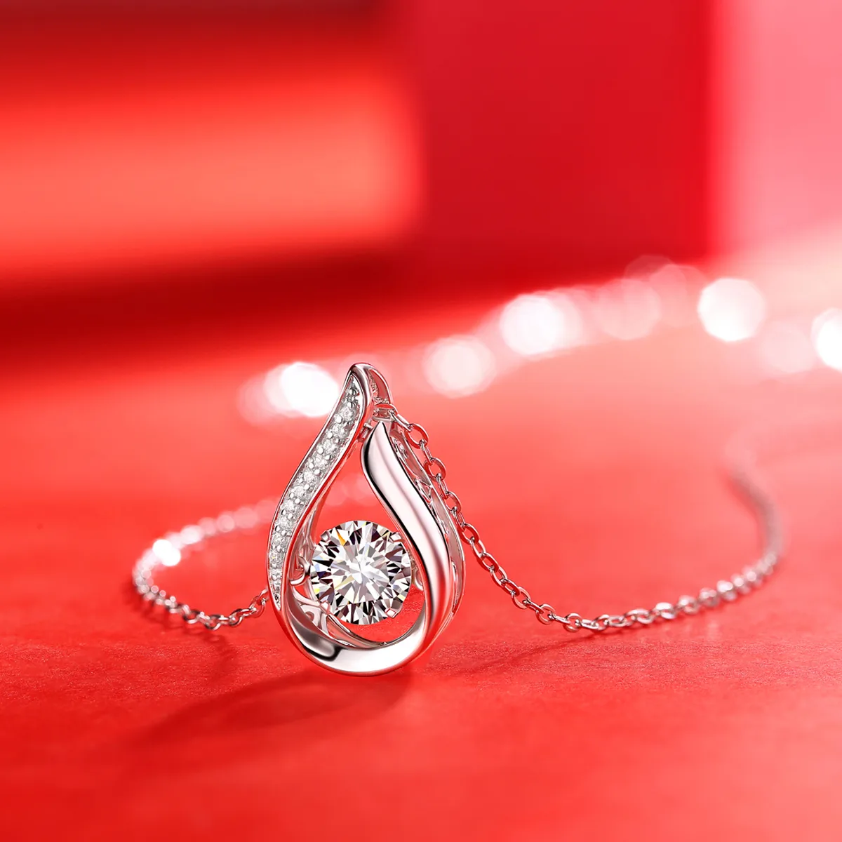 P10804 Spirit Silver 18K White Gold Moissanite Necklace 1.0CT