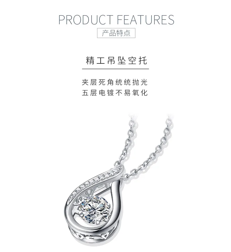 P10804 Spirit Silver 18K White Gold Moissanite Necklace 1.0CT detail 5