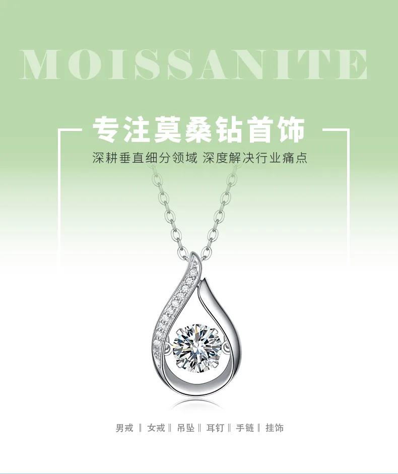 P10804 Spirit Silver 18K White Gold Moissanite Necklace 1.0CT detail 1