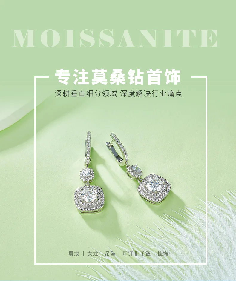 E220801007 S925 Silver 18K White Gold Round Moissanite Earrings 1.0CT/ Stones de