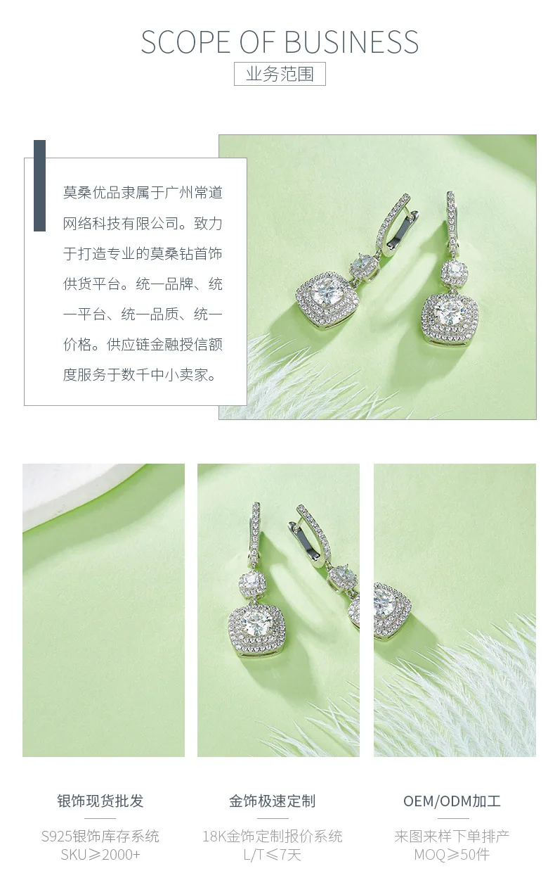 E220801007 S925 Silver 18K White Gold Round Moissanite Earrings 1.0CT/ Stones de