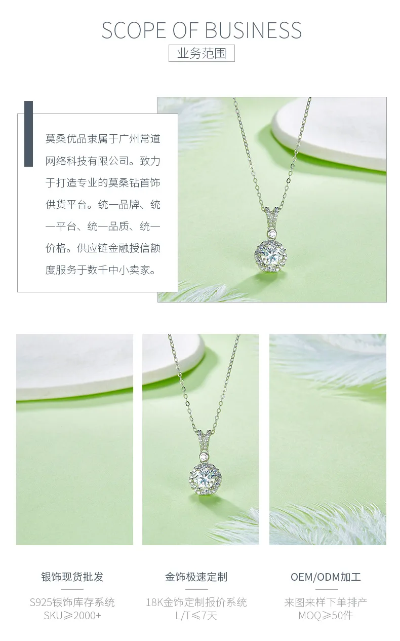 P230303014 S925 Silver 18K White Gold Flower Necklace Moissanite 1.0CT detail 3