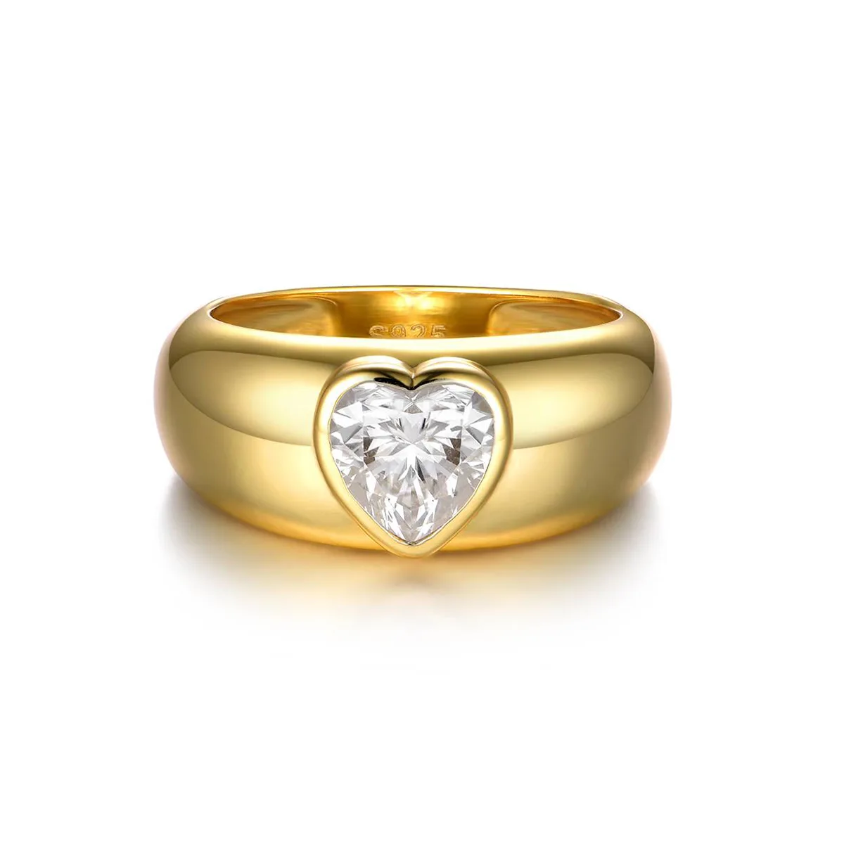 MR0092 Anniversary Ring S925 Silver 18K Yellow Gold Bezel Heart Moissanite Women's Ring 7.0mm/1.2CT