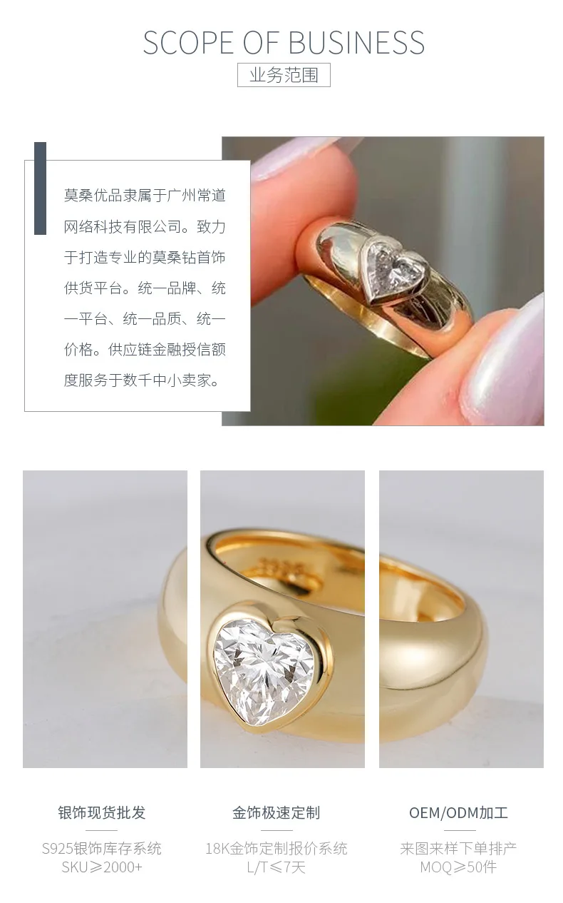 MR0092 Anniversary Ring S925 Silver 18K Yellow Gold Bezel Heart Moissanite Women