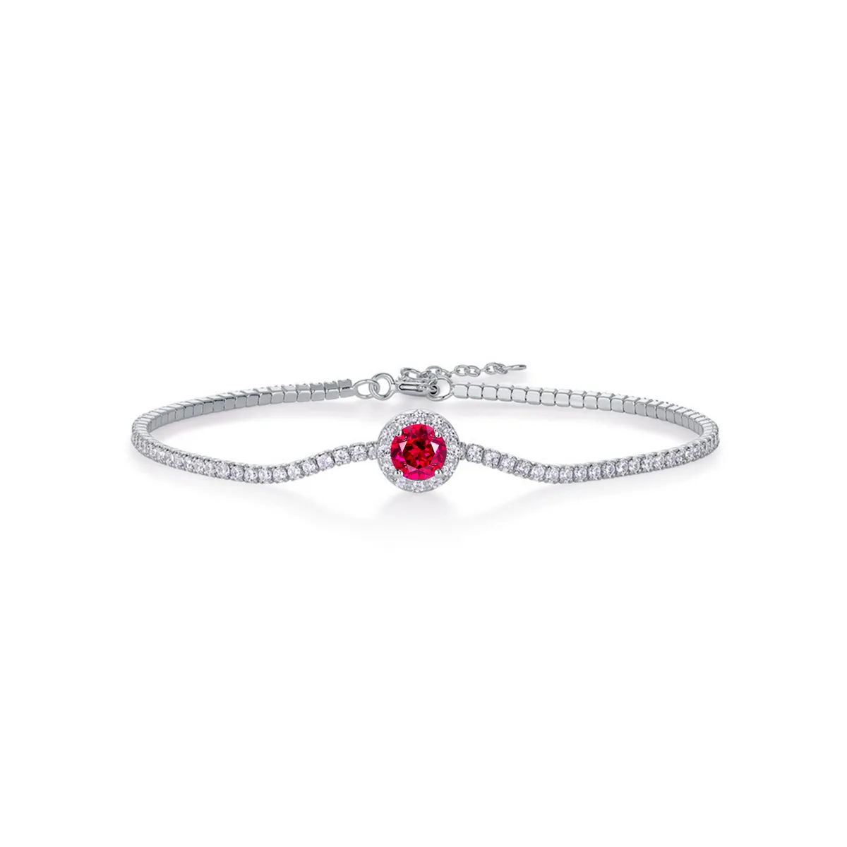 L1725 S925 Silver 18K White Gold Round Lab-Grown Gemstone Bracelet Center Stone 5.0mm