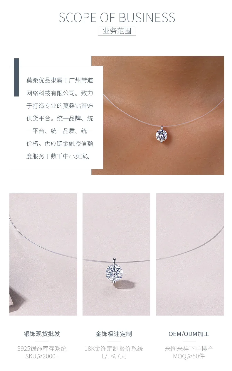 N15834 S925 Silver 18K White Gold Minimalist Invisible Ultra-Brilliant Moissanit
