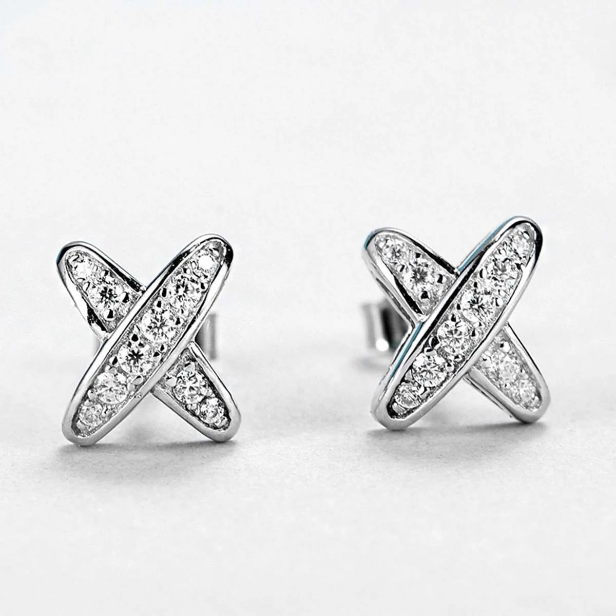 E56874 S925 Silver 18K White Gold Hip-Hop Moissanite Stud Earrings 0.16ct