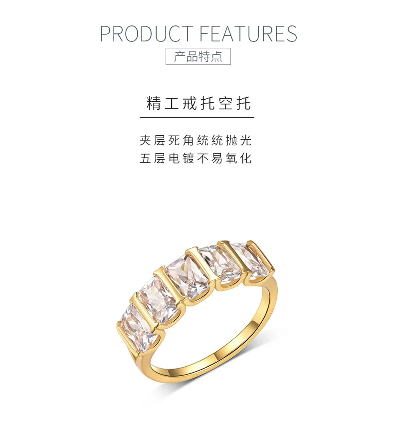 MR0149 Promise Ring S25 Silver 18K Yellow Gold Radiant Cut Moissanite Band Ring 