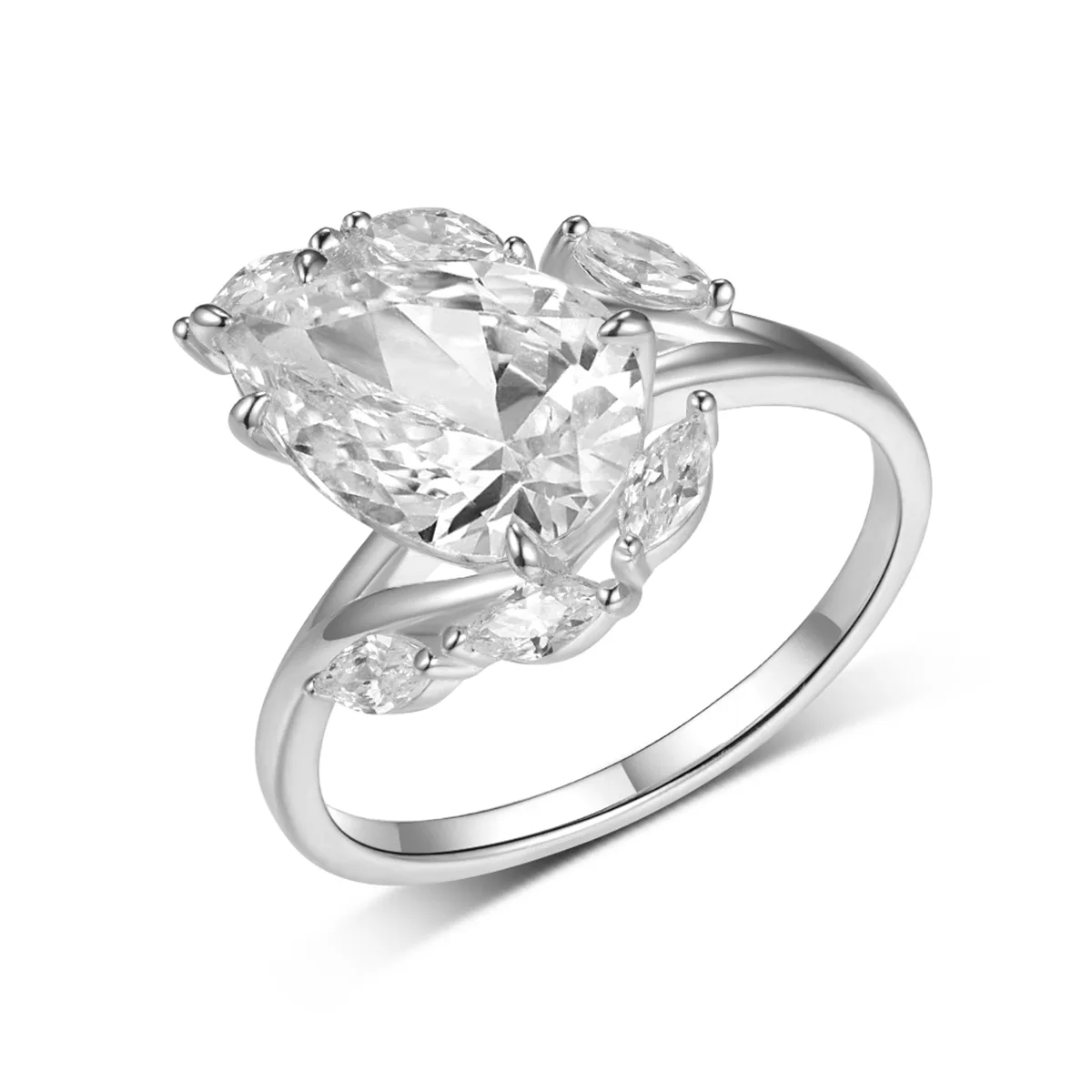 MR0145 S25 Silver 18K Yellow Gold Luxury Teardrop Moissanite Confession Ring Center Stone 4.0ct/12*8mm