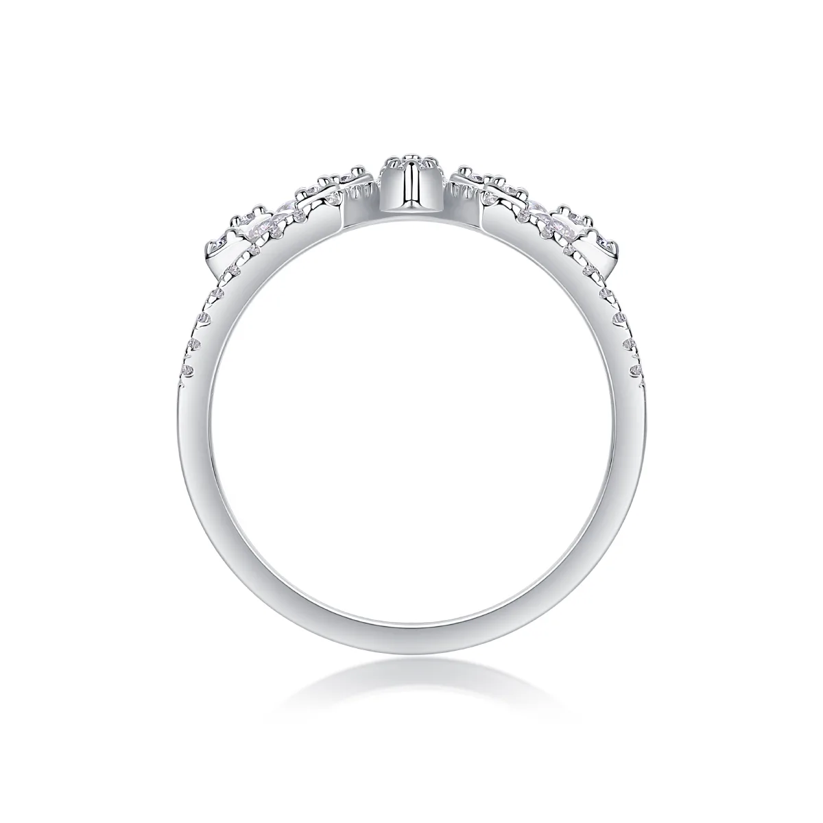 R13336 S925 Silver 18K White Gold Proposal Ring Women's Ring Moissanite Melee 1.0CT