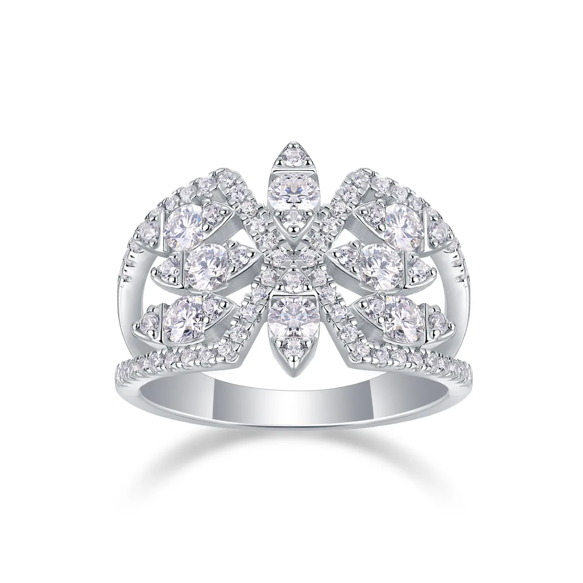 R13336 S925 Silver 18K White Gold Proposal Ring Women's Ring Moissanite Melee 1.0CT