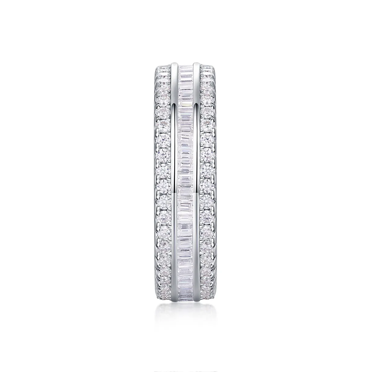 R13250 S925 Silver 18K White Gold Proposal Ring Moissanite Melee 1.1CT
