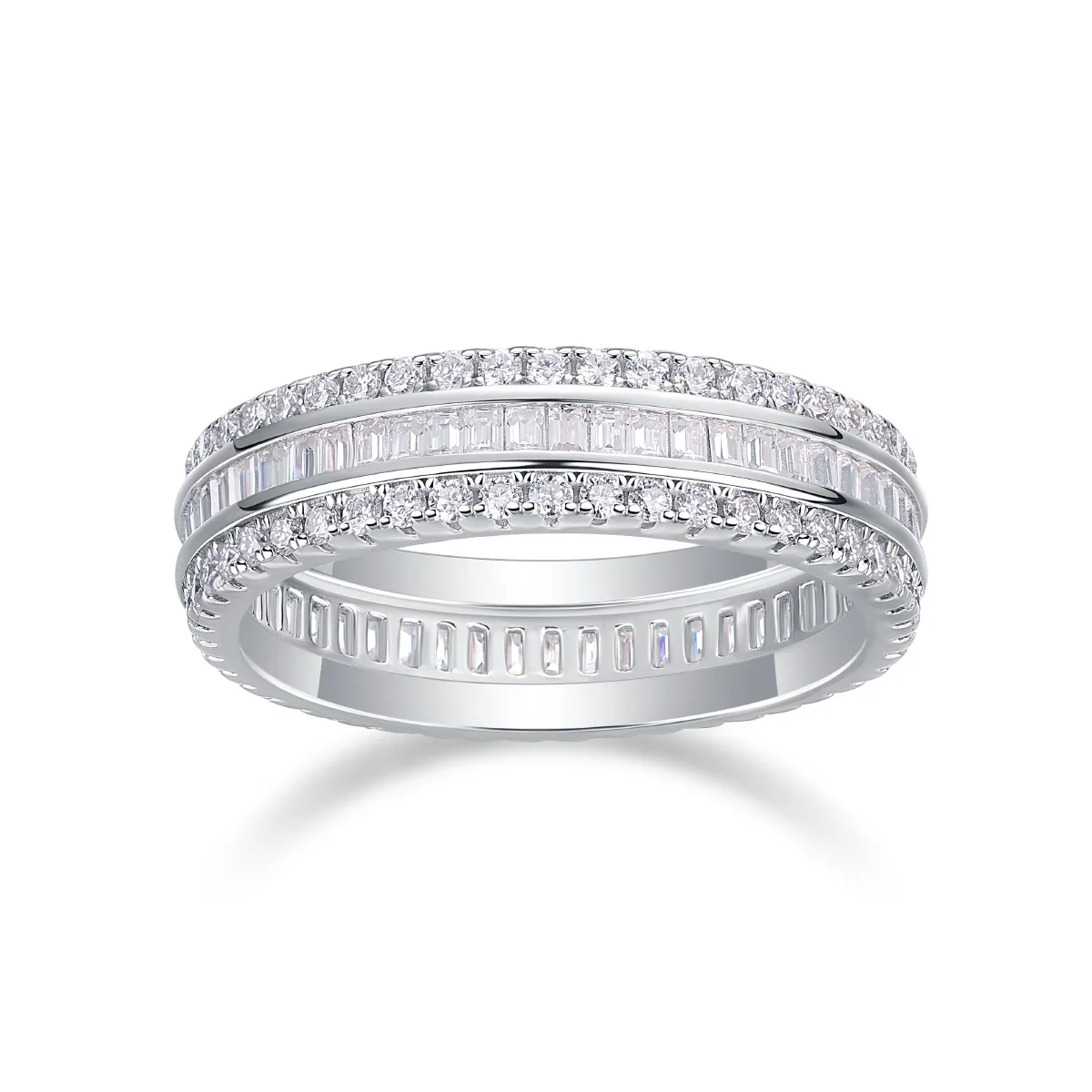 R13250 S925 Silver 18K White Gold Proposal Ring Moissanite Melee 1.1CT