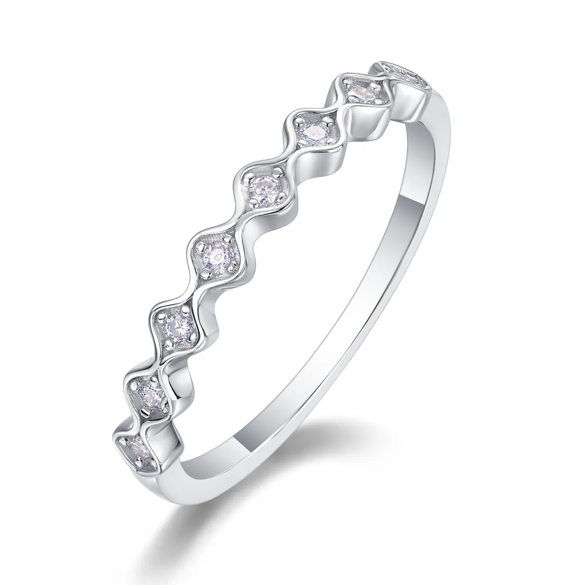 R13062 S925 Silver 18K White Gold Proposal Ring Women's Ring Moissanite Melee 0.08CT