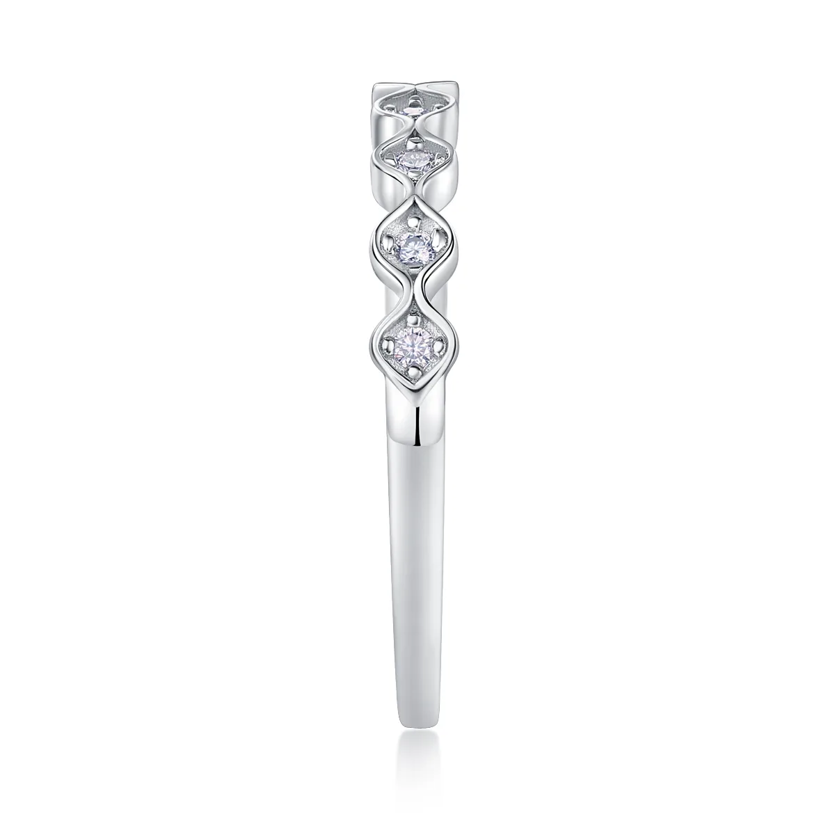 R13062 S925 Silver 18K White Gold Proposal Ring Women's Ring Moissanite Melee 0.08CT