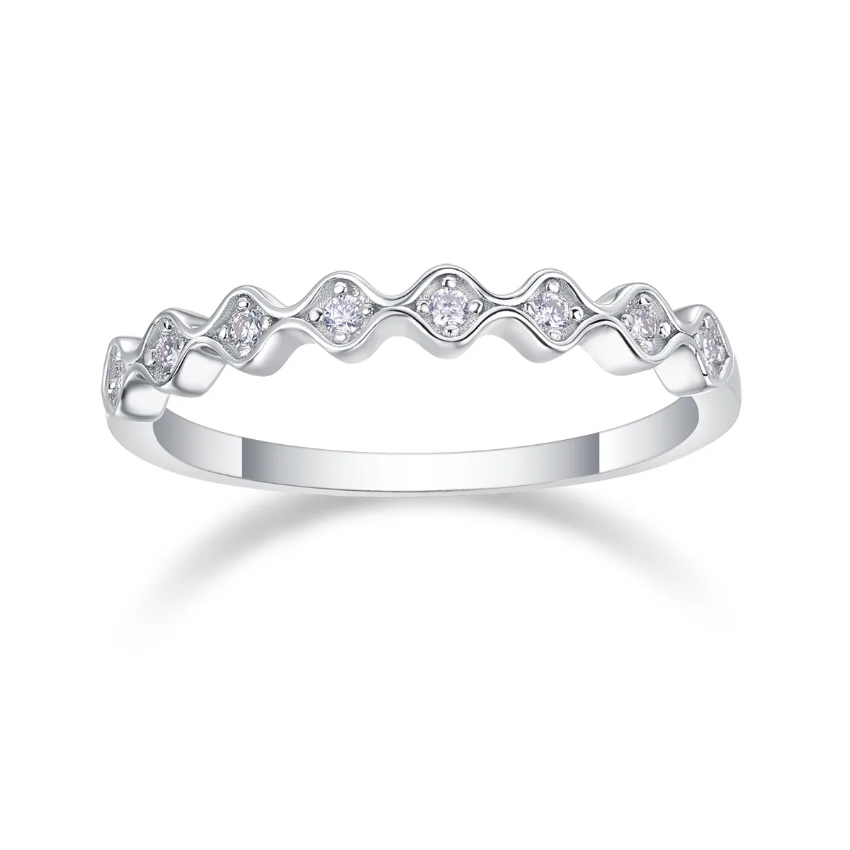R13062 S925 Silver 18K White Gold Proposal Ring Women's Ring Moissanite Melee 0.08CT