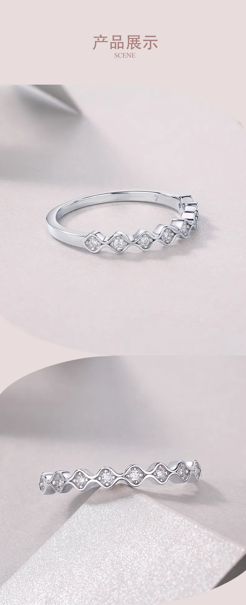 R13062 S925 Silver 18K White Gold Proposal Ring Women