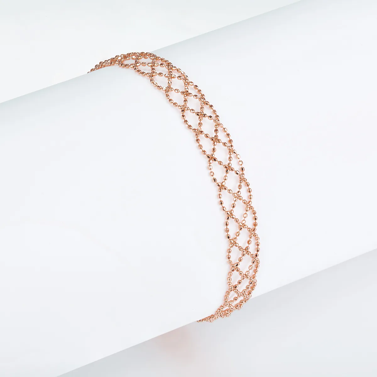 B005 S925 Silver 18K Gold Large Woven Lace Bracelet