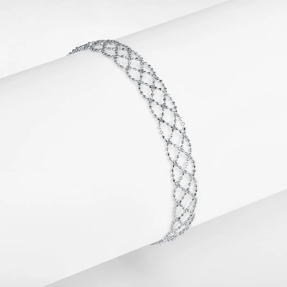 B005 S925 Silver 18K Gold Large Woven Lace Bracelet