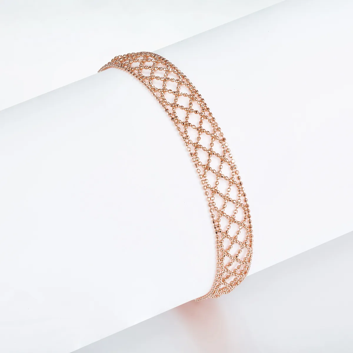 B004 S925 Silver 18K Gold Large Woven Lace Bracelet