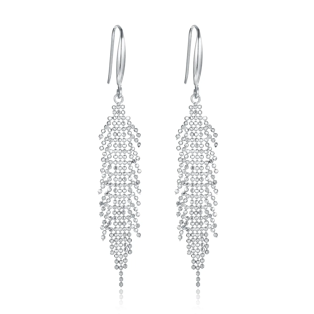 E001 S925 Silver 18K Gold Large Woven Tassel Earrings