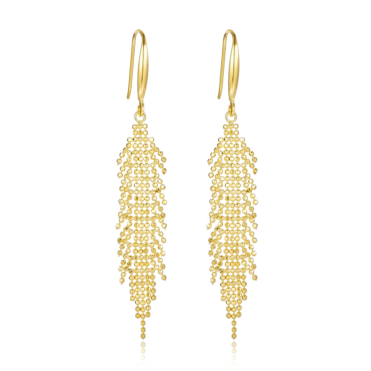 E001 S925 Silver 18K Gold Large Woven Tassel Earrings
