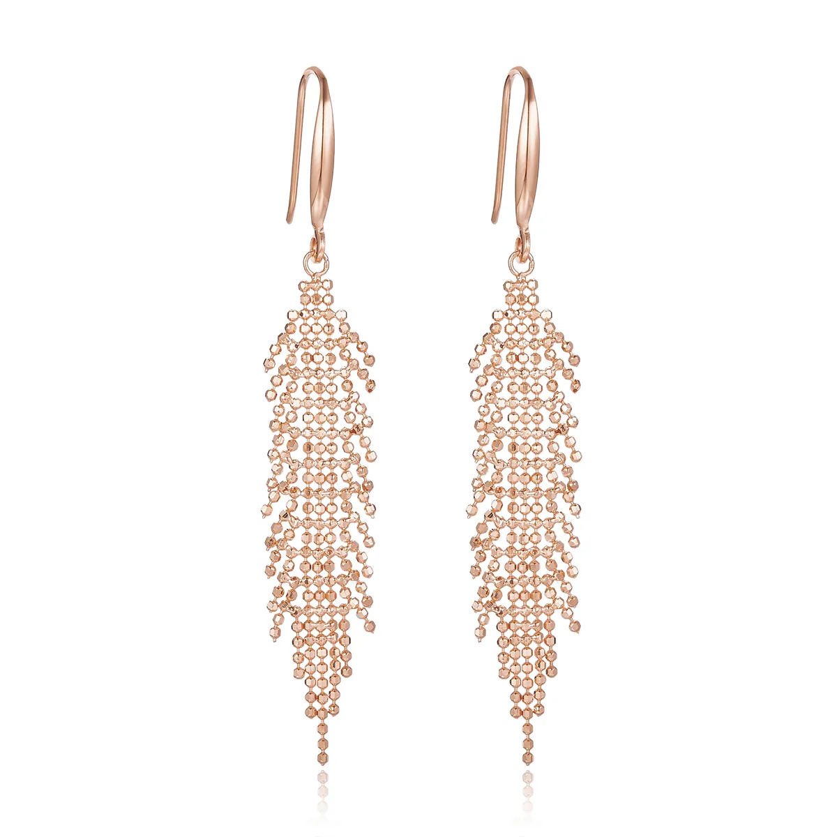 E001 S925 Silver 18K Gold Large Woven Tassel Earrings