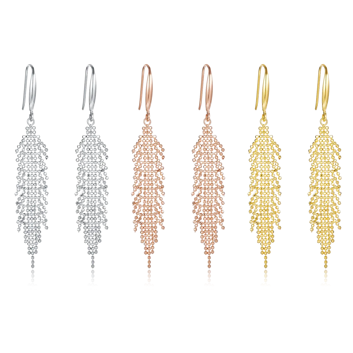 E001 S925 Silver 18K Gold Large Woven Tassel Earrings
